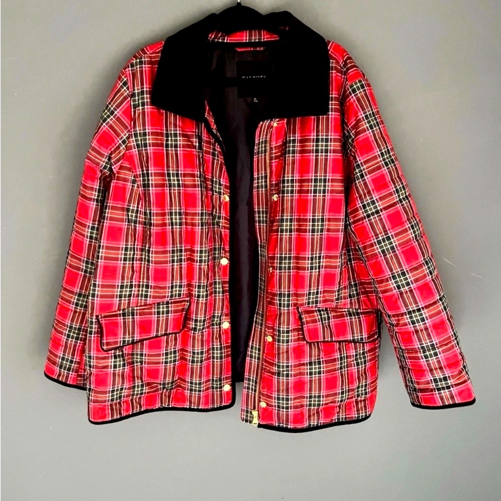 Talbots FALL Red Plaid Tartan Quilted Fall Coat/Jacket MP $39 firm..EUC - Picture 4 of 5